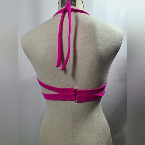 Victorias secret fuchsia pink swim top- Size 32C - Picture 2 of 5